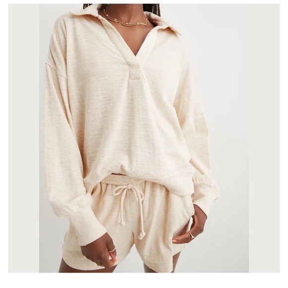 Aerie Endless Summer Polo Sweatshirt Green - Picture 5 of 12